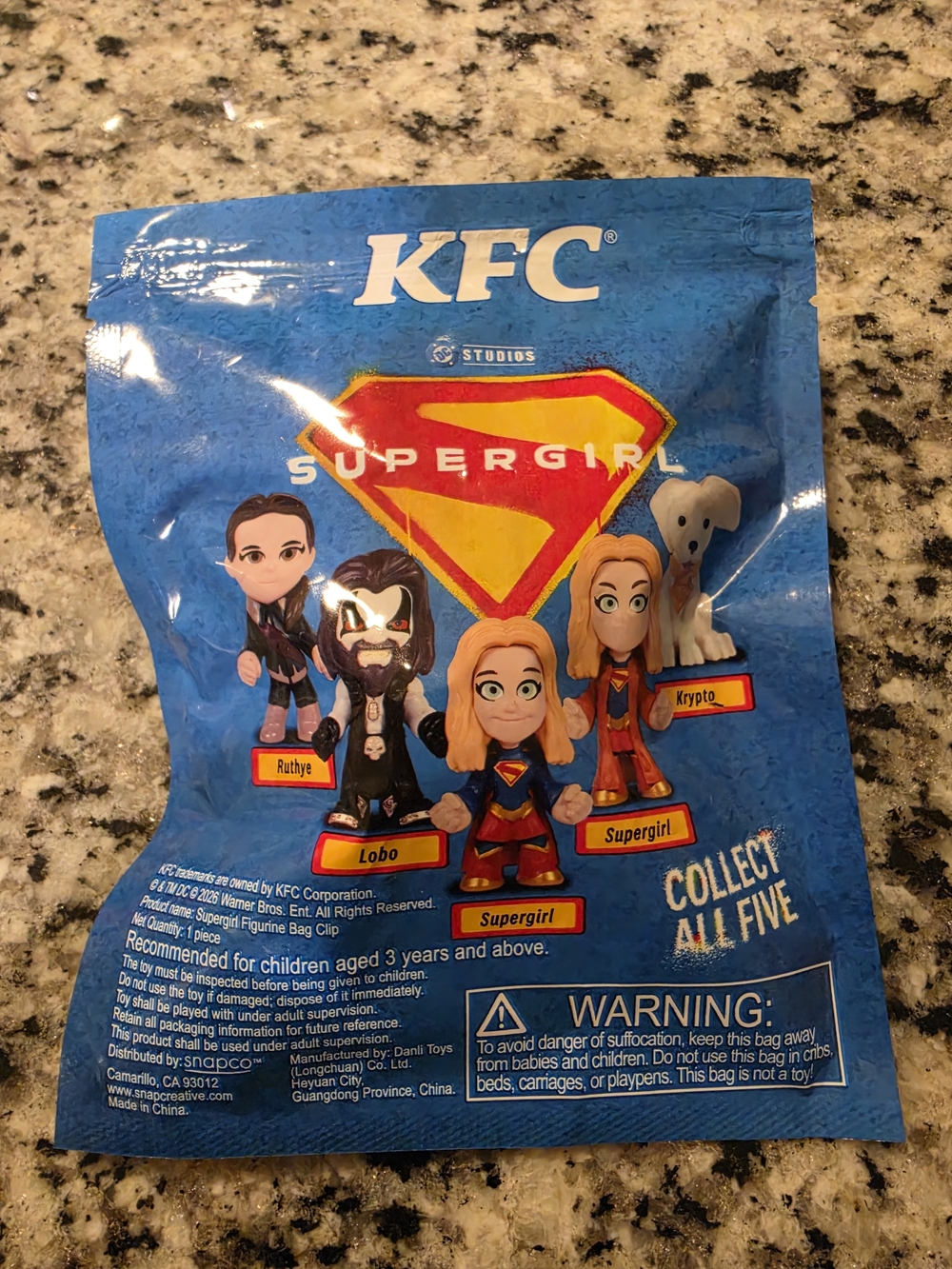 Supergirl Collectible Bag Clip - Blue & Yellow Packaging